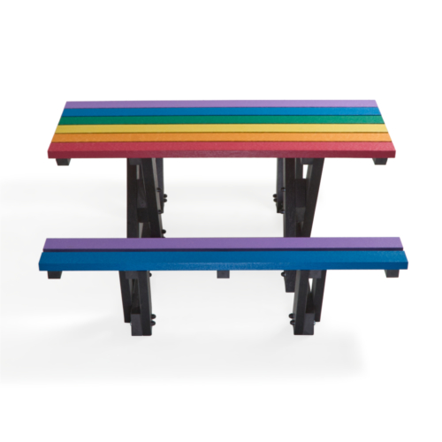 Multi Coloured Walkthrough Recycled Plastic Picnic Bench