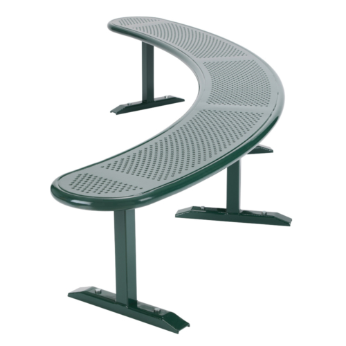 Green curved steel bench