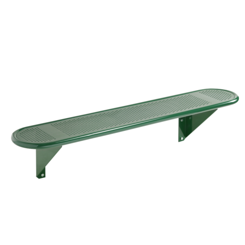 Green painted wall mountable steel bench