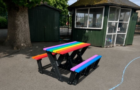 Recycled Plastic Multi Coloured Walkthrough Picnic Tables Recycled Plastic Multi Coloured Walkthrough Picnic Tables