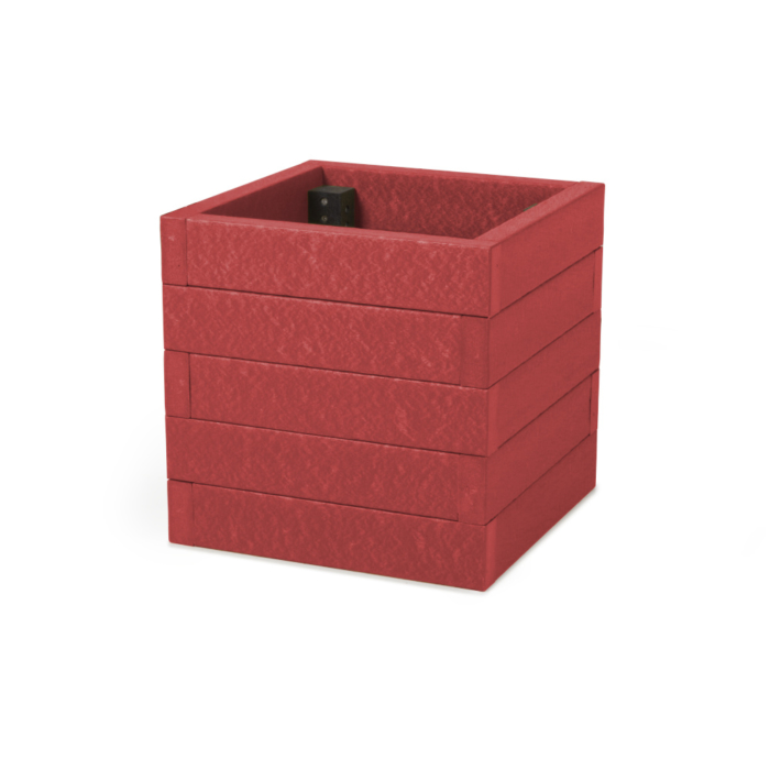Red recycled plastic cube planter