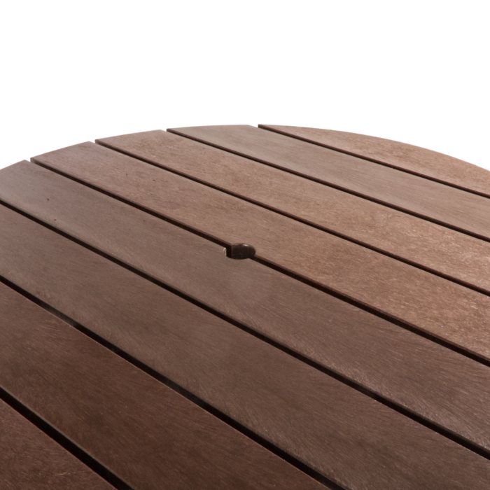 Round picnic table parasol hole on a composite top