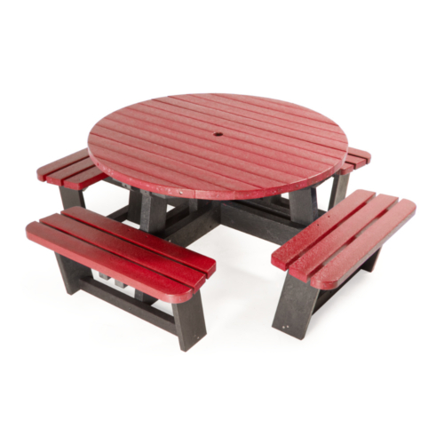View of Round Junior Picnic Table in Red