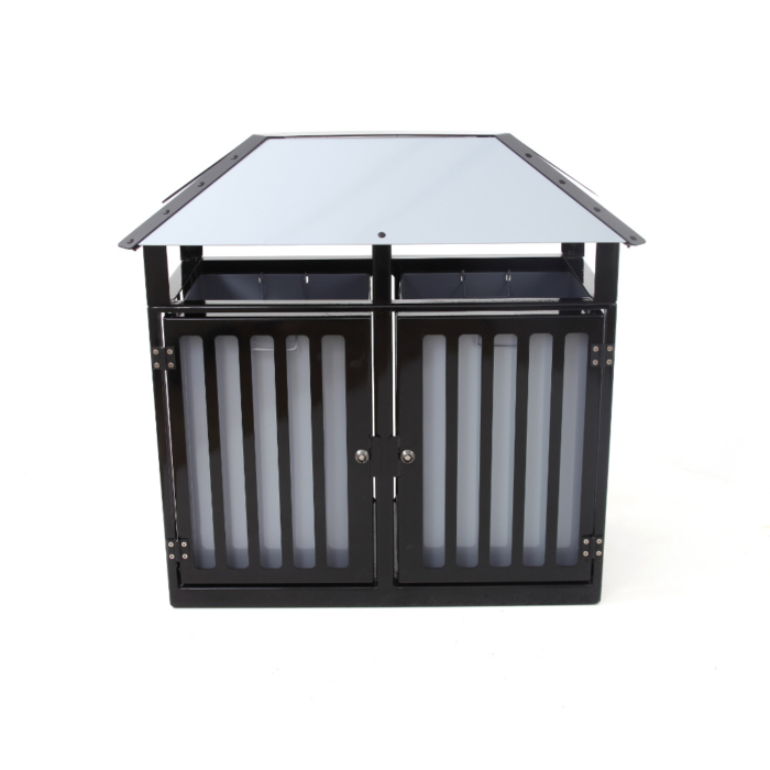 Grey and black dual door litter bin with pyramid top