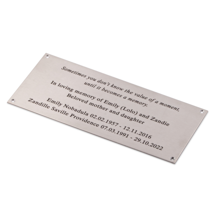 Medium Sized Stainless Memorial Plaque