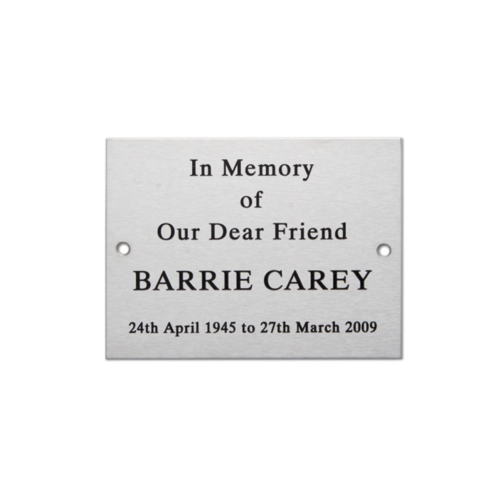 Square memorial plaque in stainless steel