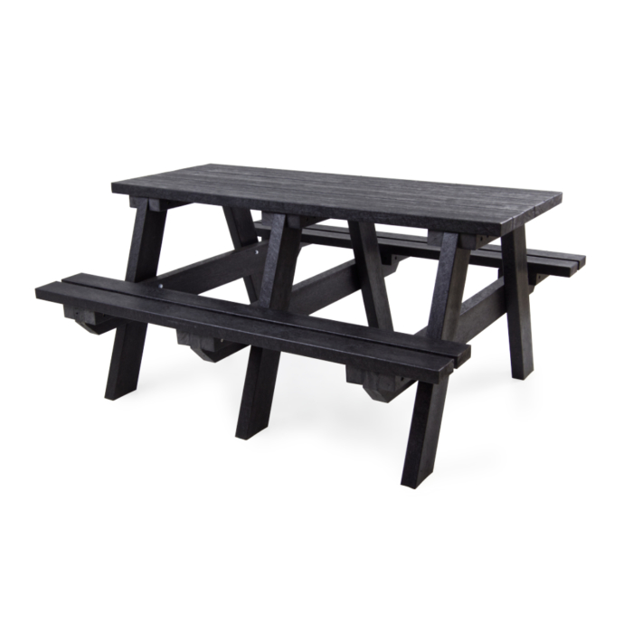 Black A frame recycled plastic picnic table