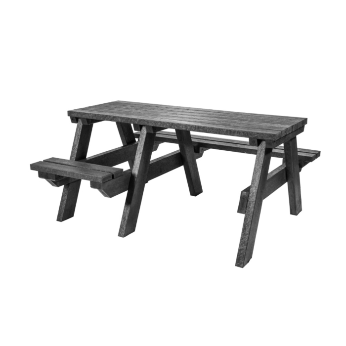 Black recycled plastic wheelchair access picnic table