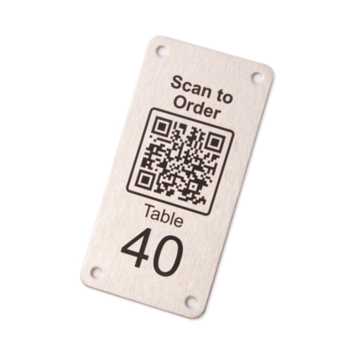 Laser engraved QR Coded plaque with table number