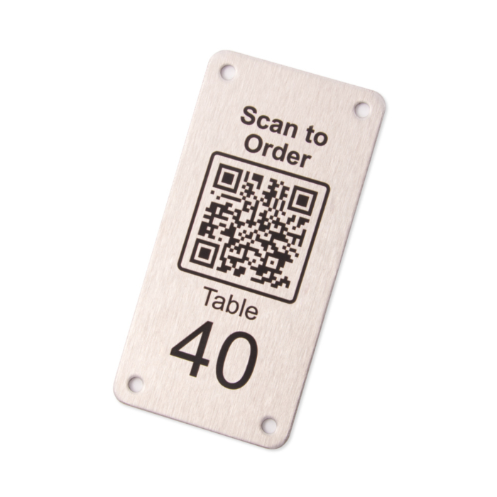 Laser engraved QR Coded plaque with table number
