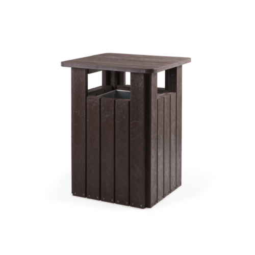 Brown recycled Plastic Litter Bin with Lid