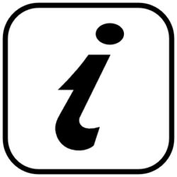 Tourist information symbol in black on a white background