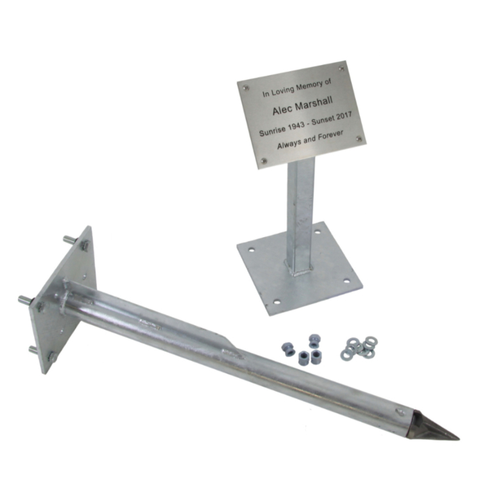Galvanised Tree Stand with anchor and stainless steel commemorative plaque