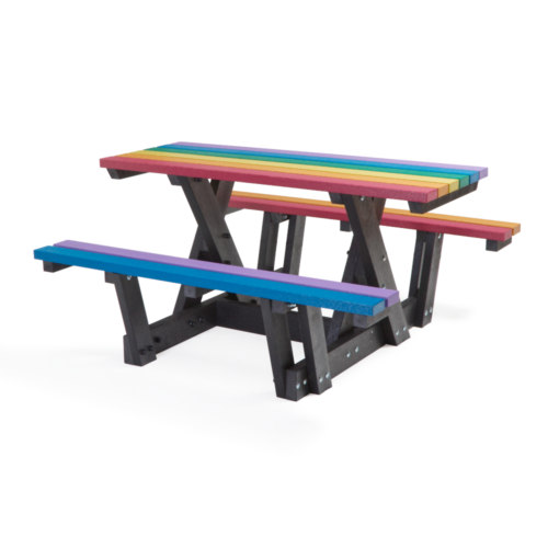 Multi Coloured Walkthrough Recycled Plastic Picnic Table