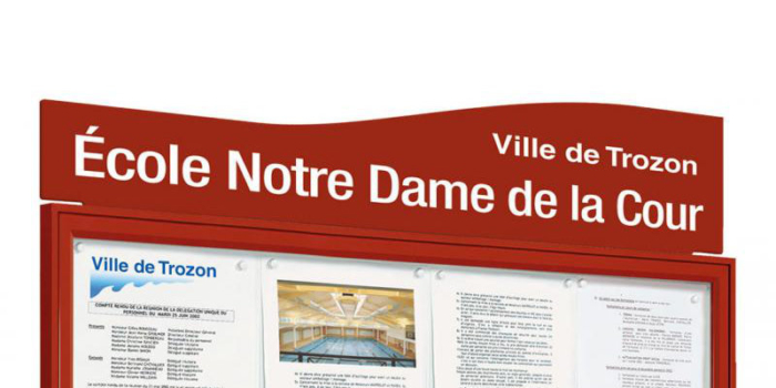 Red wave shaped notice board header