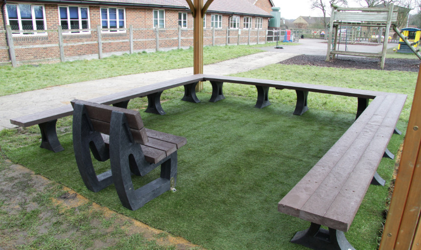 Recycled Plastic Reading Bench in Playground